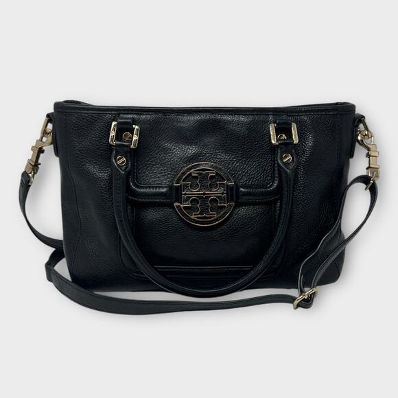 Tory Burch Handbags - Tory Burch Amanda Mini Satchel Bag Black Pebbled Leather Crossbody
